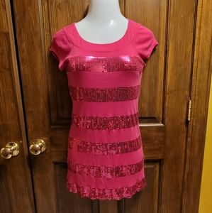 Express Pink Sequence Mini Dress Sz L P2P 16 L 12.5